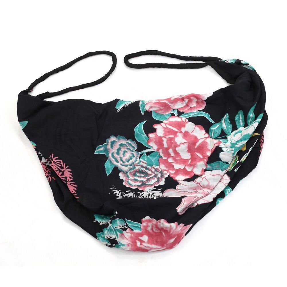 Saldarini 1882 Como Italy Banana Shoulder Hobo Bag Floral Printed Cotton 232687